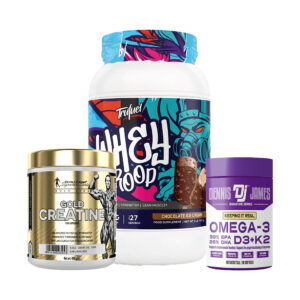 TruFuel Whey Troop + Kevin Levrone Gold Creatine + Dennis James Omega-3 – 3-in-1 Fitness Stack